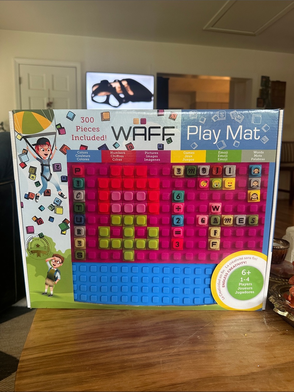 WAFF Play Mat Building Tile Set with bag color numbers games emoji words new